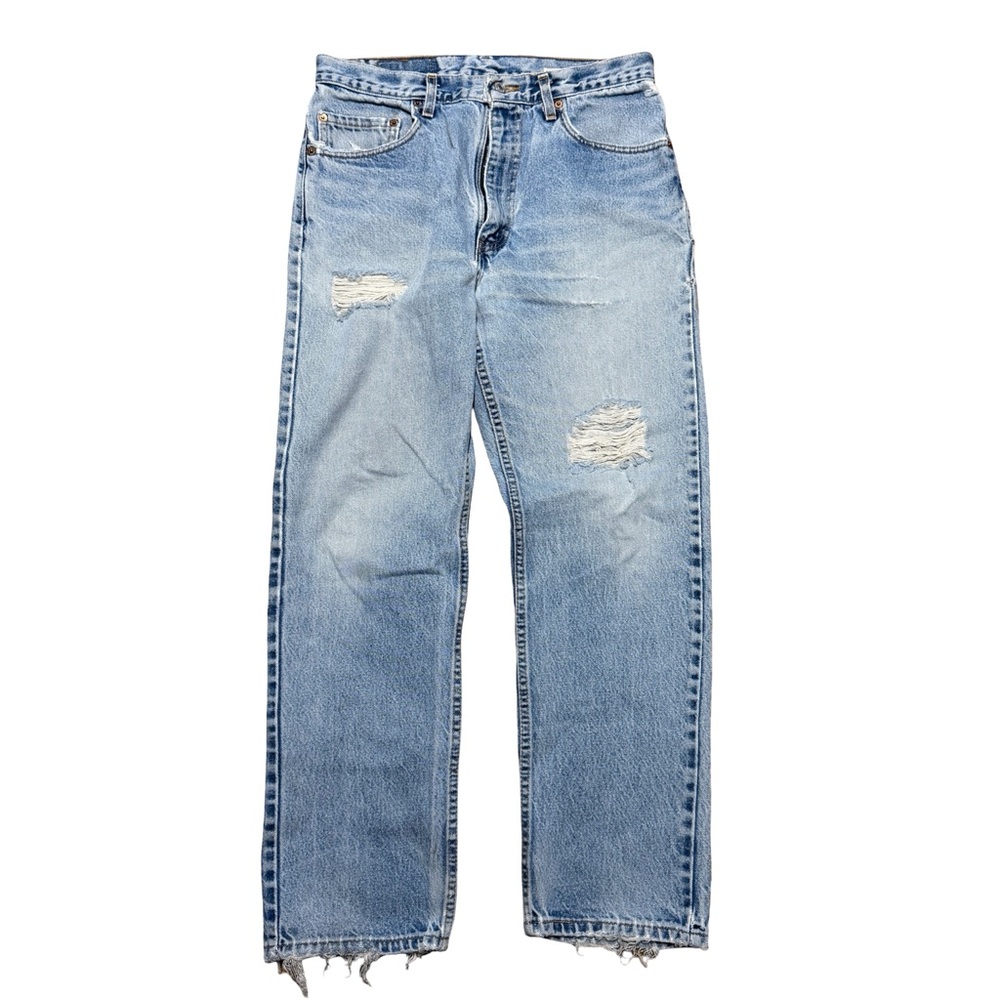 Vintage 90s Levi’s 505 Faded Distressed Straight Leg Blue Jeans Size 34x30